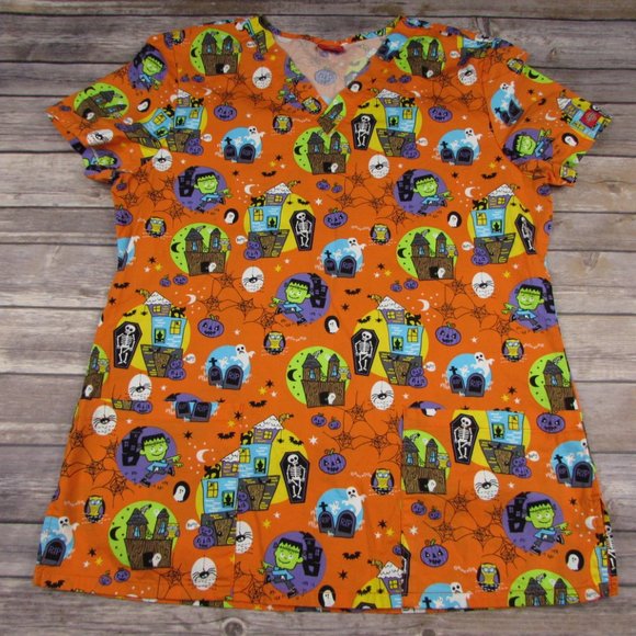Dickies Cute Halloween Medium Scrub Top - Picture 2 of 7